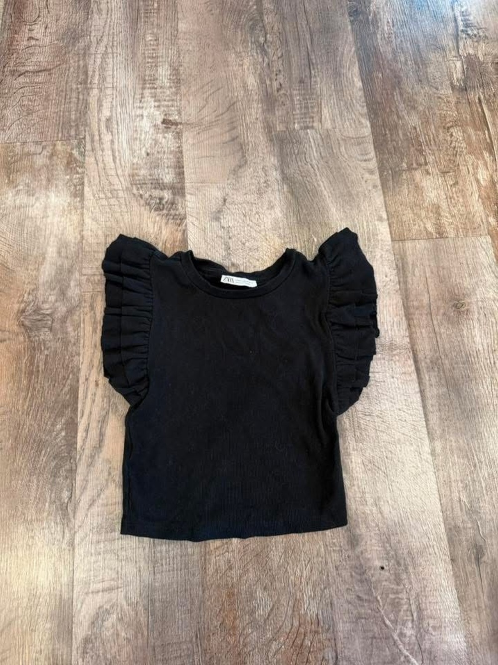 Zara Black Ruffle Sleeve Tank Top
